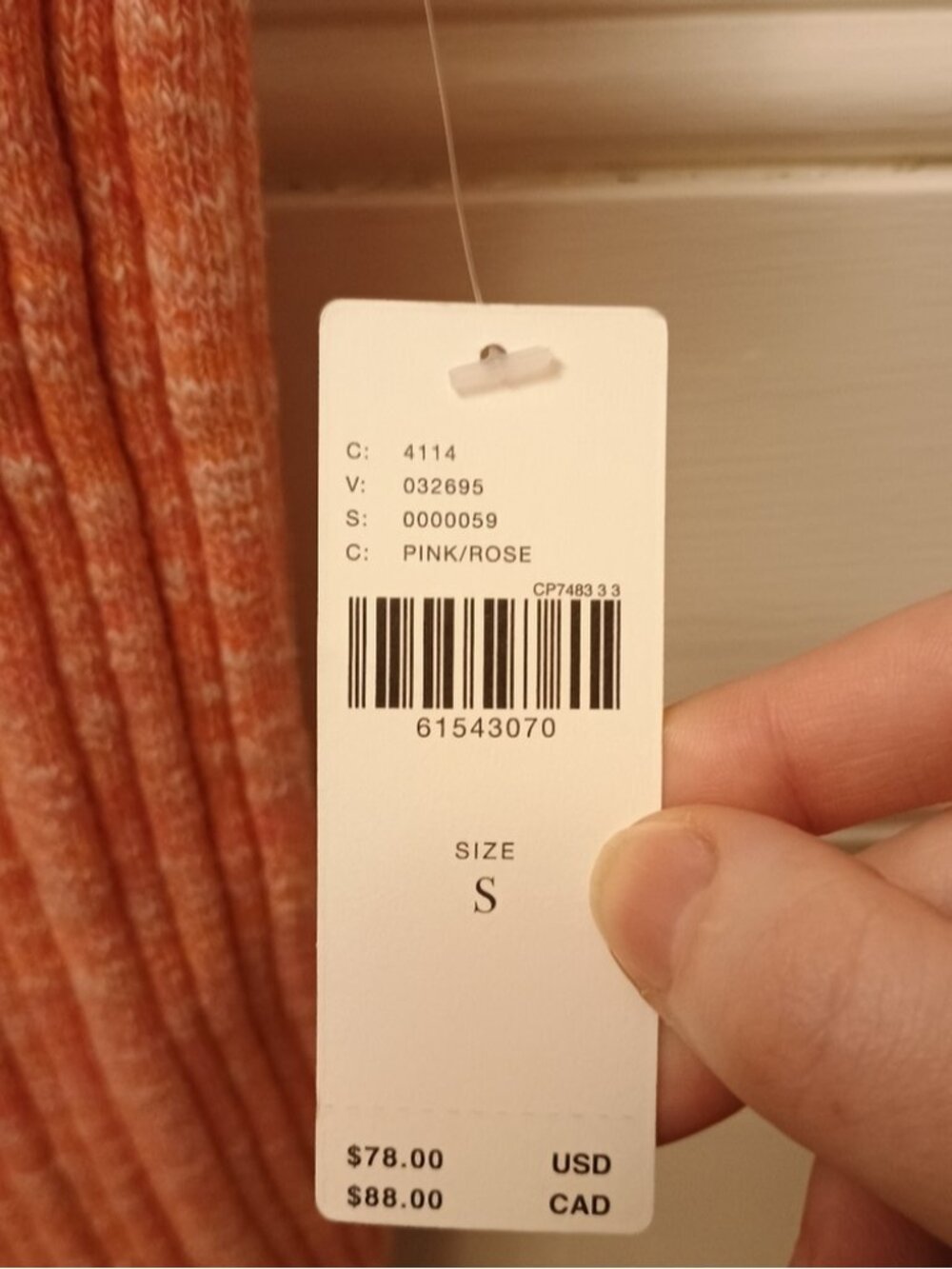 By Anthropologie Cotton Blend Knit Racerback Tank Top, Pink, Small, NWT - Picture 3 of 6